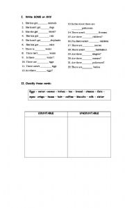 English Worksheet: Some and Any