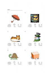 English worksheet: STU phonics review