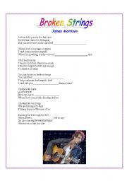 English Worksheet: Song: Broken Strings