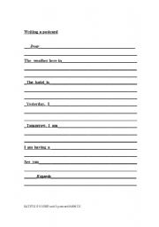English Worksheet: Writing a Postcard
