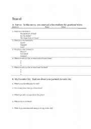 English Worksheet: Travel Survey