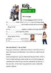 English Worksheet: Genitive - `s (King of Queens)