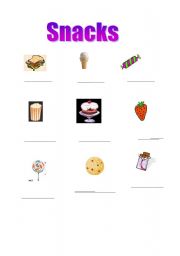 English worksheet: Snacks