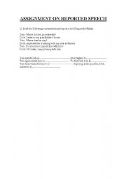English worksheet: worksheet based on the concept of reported speech