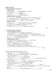 Quantifiers (Some, any, no, a lot, a few, a little)