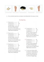 English worksheet: listening-hokey pokey