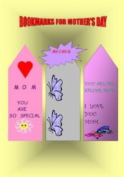English Worksheet: Mothers day bookmarks