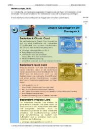 English Worksheet: Mediation Kreditkarten