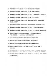 English worksheet: HAVE TO