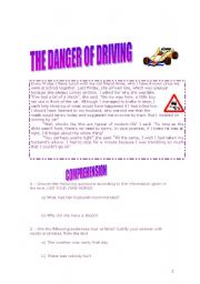 English Worksheet: THE DANGER OF DRIVING