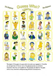 English Worksheet: GUESS WHO? (GAME)