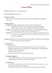 English Worksheet: storytelling + multiple intelligence