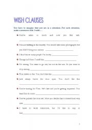 English Worksheet: WISH CLAUSES