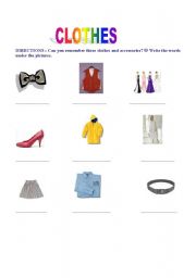 English worksheet: a handout about clothes 