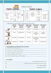 Daily routine- possible questions and answers- exercises- 2 pages