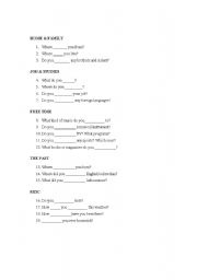 English Worksheet: Introduction questions-fill in blank (pg 1 of 4)