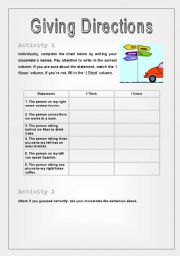 English Worksheet: Giving directions