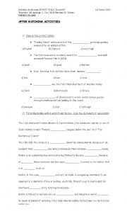 English Worksheet: worksheet for movie 