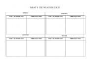 English worksheet: Complete the seasons. weather and clothes