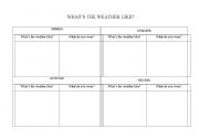 English Worksheet: Complete the seasons. weather and clothes