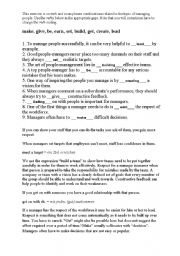 English worksheet: noun and verb phrase combinations in management