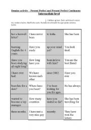 Domino activity (No. 8) - Present Perfect and Present Perfect Continuous