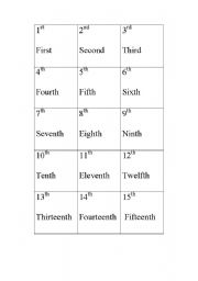 English worksheet: ordinal number 1-31