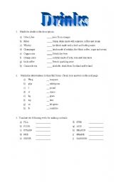 English Worksheet: Drinks