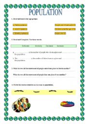 English worksheet: clil: population