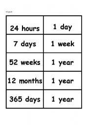 English worksheet: Equal time concentration game