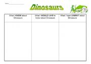 English Worksheet: Dinosaurs KWL grid