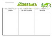 English worksheet: Dinosaurs KWL grid