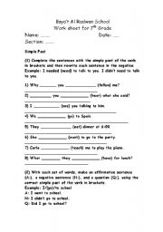 English Worksheet: simple past