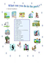 English Worksheet: What can you do in the park? 