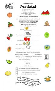 FRUIT SALAD - ESL worksheet by Galaesl