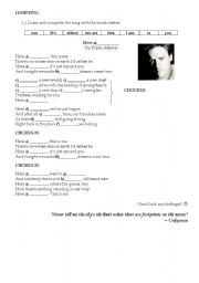 English Worksheet: Song - Byan Adams - Here I am