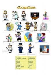 English Worksheet: Occupations & Clothes - Part 1