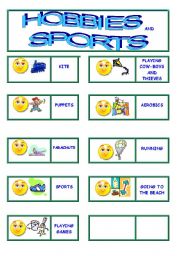 English Worksheet: Hobbies and sports dominoes !!!!!!!!! 7/8