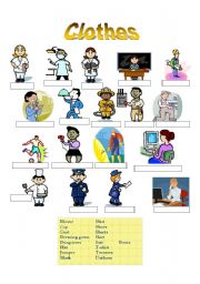English Worksheet: Occupations & Clothes - Part 2