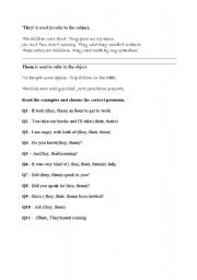 English worksheet: pronouns and possissve