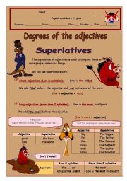 English Worksheet: Superlatives New version (information in English) 2 pages