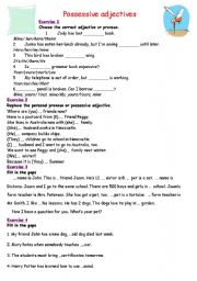 English Worksheet: Possessive Adjectives