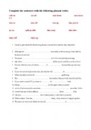 English Worksheet: phrasal verbs