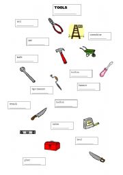 English worksheet: Tools - matching exercise.