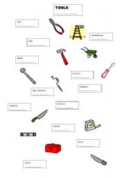 English Worksheet: Tools - matching exercise.