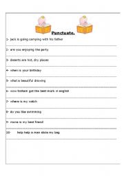 English worksheet: punctuation