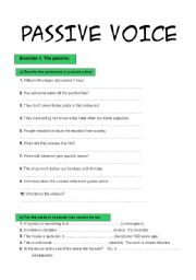 English Worksheet: Passive voice exercises (2 pages+key)