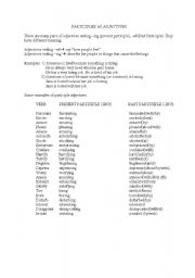 English Worksheet: PARTICIPLES AS ADJECTIVES