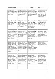 English worksheet: Wild animals