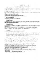 English worksheet: Speaking exam - advice for students